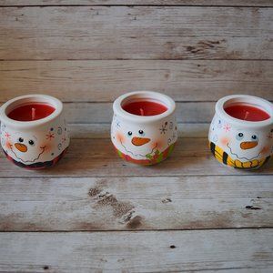 NIB Set of 3 Snowman Votive Candleholders